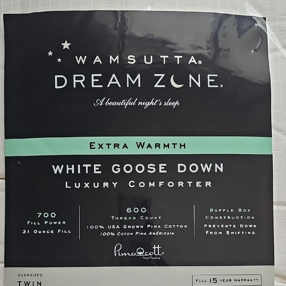 RARE Wamsutta Dream Zone White Luxury Goose Down Comforter TWIN (NEW) Extra Warm
